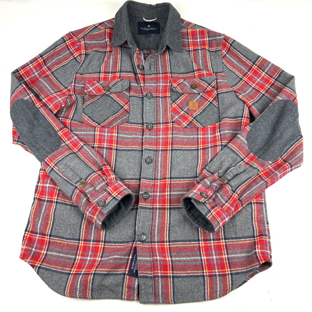 Roark Revival Flannel Shirt Mens Medium Wool Long Sleeve Button Plaid